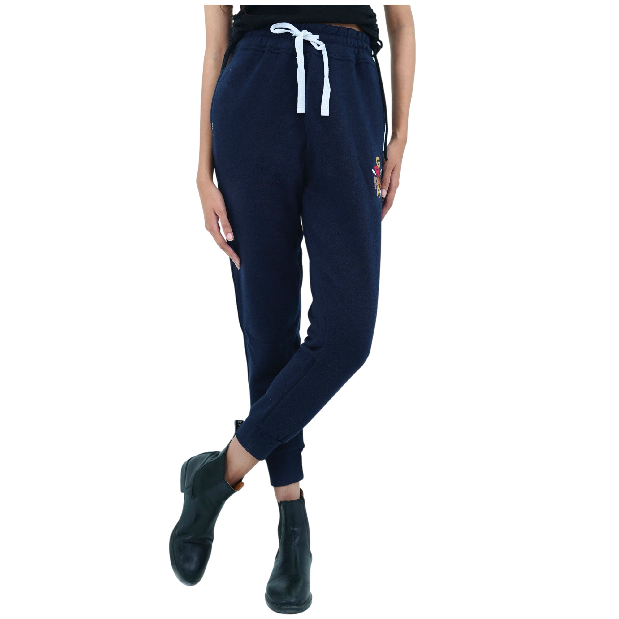 Damen Jogginghose Fleece Blau Stickerei