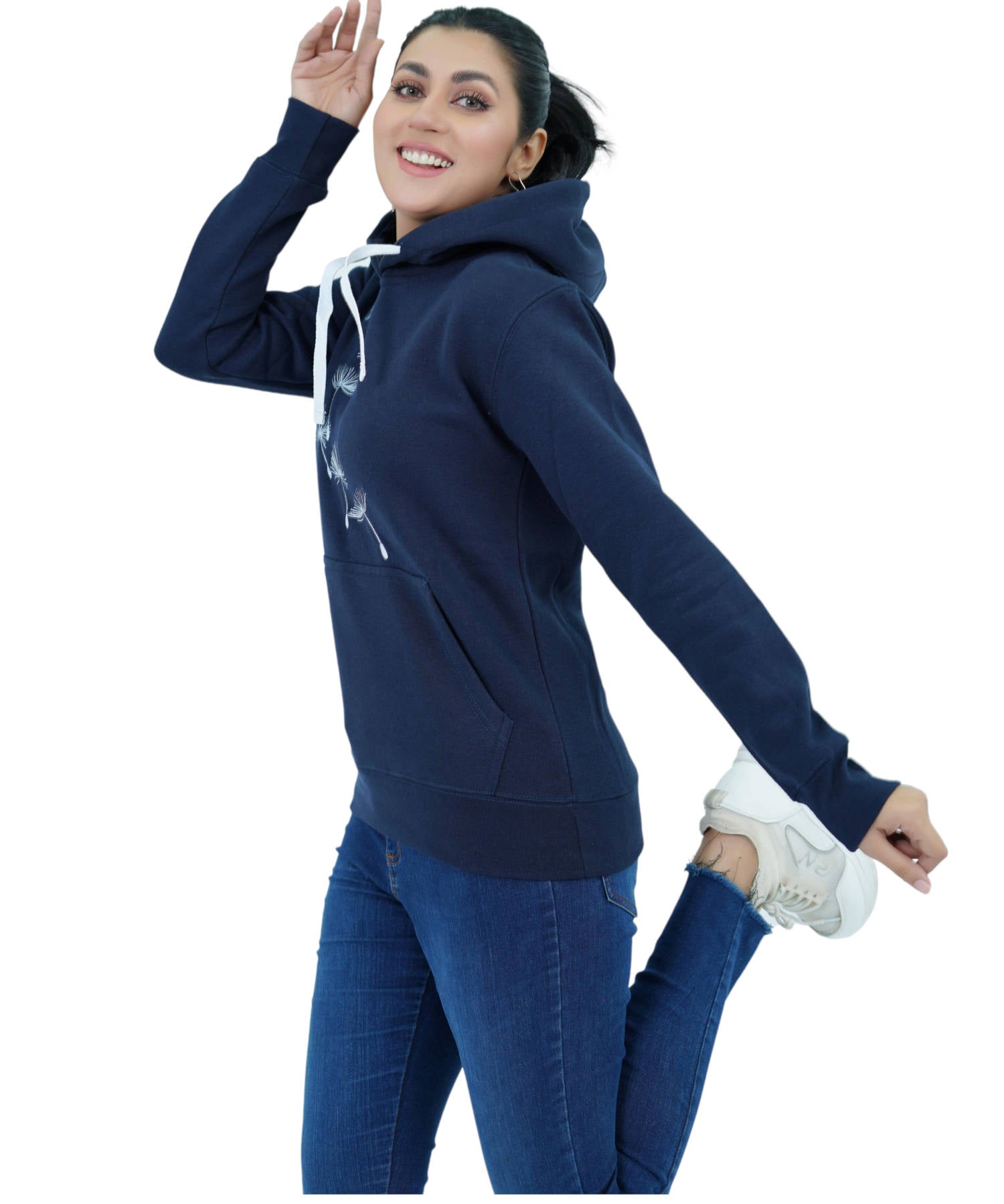 Damen Hoodie Kapuzenpullover Blau