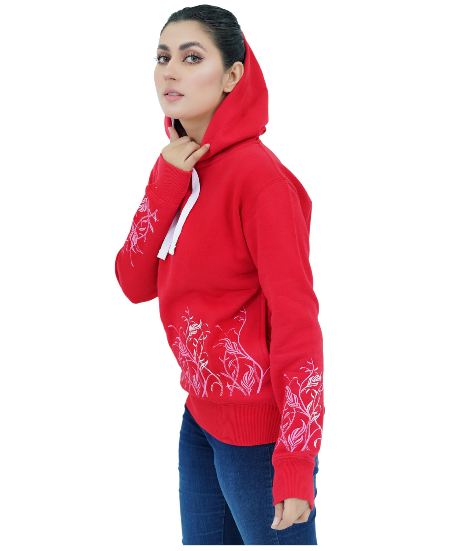 Damen Hoodie Kapuzenpullover Rot