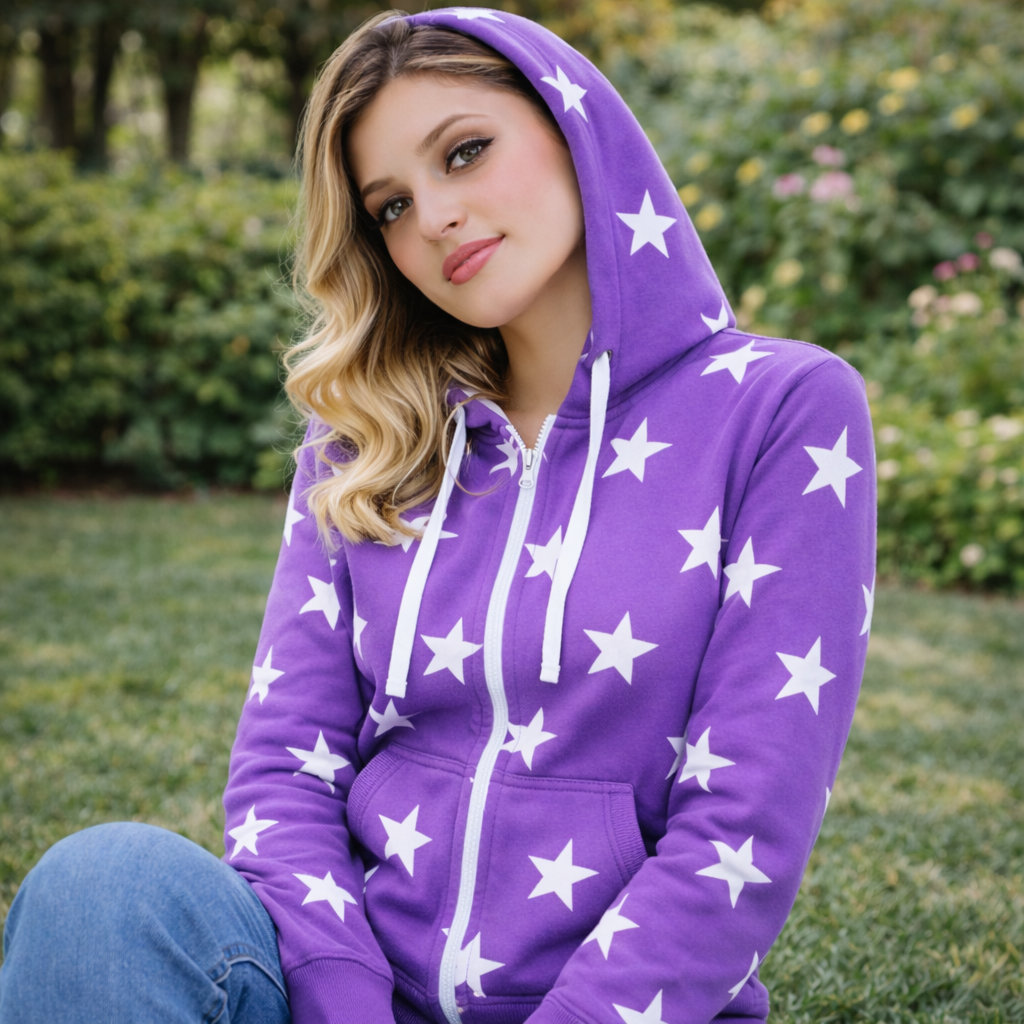 Hoodie Damen Fleece Pulli Kapuzenpullover Sweatjacke mit Reißverschluss