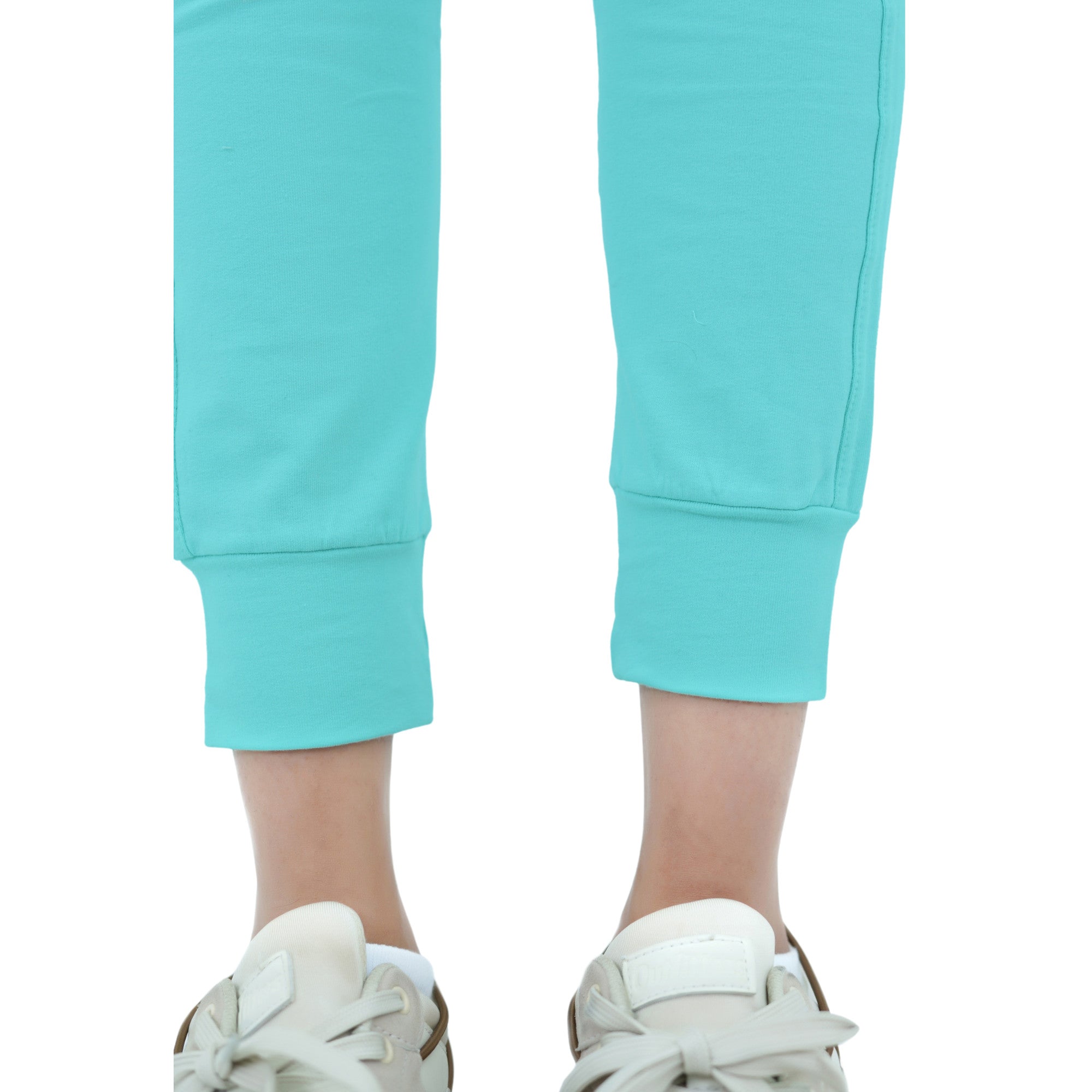 Damen Jogginghose Türkisgrün mit Stickerei aus Baumwolle Slim Fit