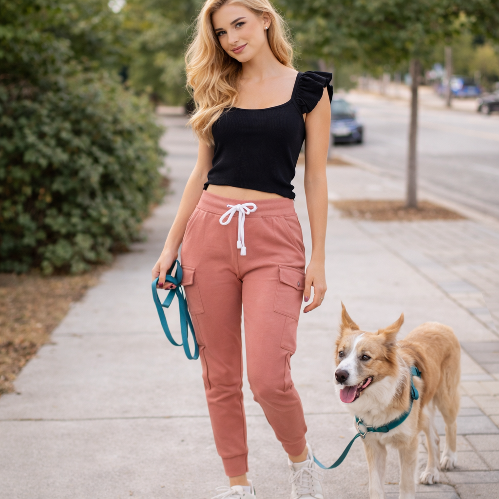 Sweathose Damen Premium Slim Fit Sweatpants Baumwolle Stretch