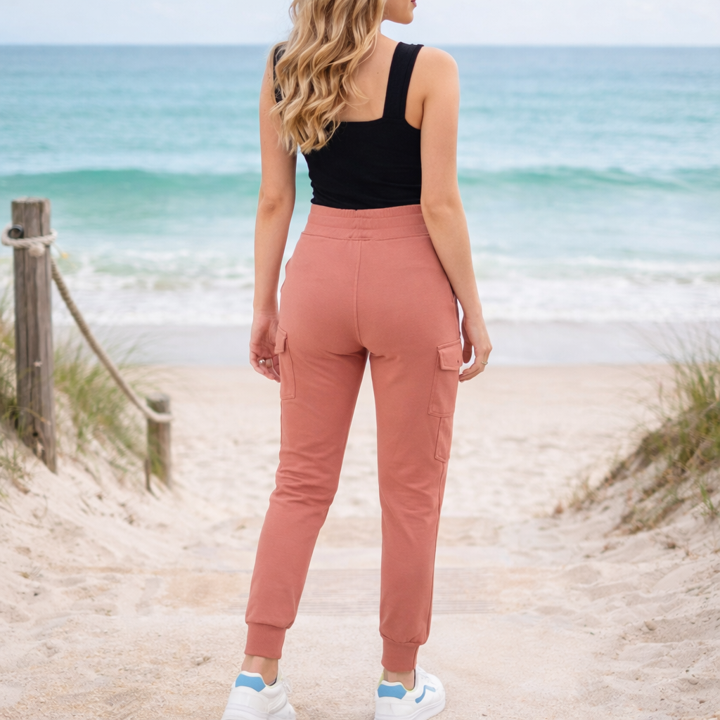 Sweathose Damen Premium Slim Fit Sweatpants Baumwolle Stretch