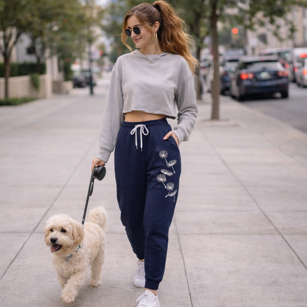 Sweathose Damen Premium Slim Fit Sweatpants Baumwolle Stretch