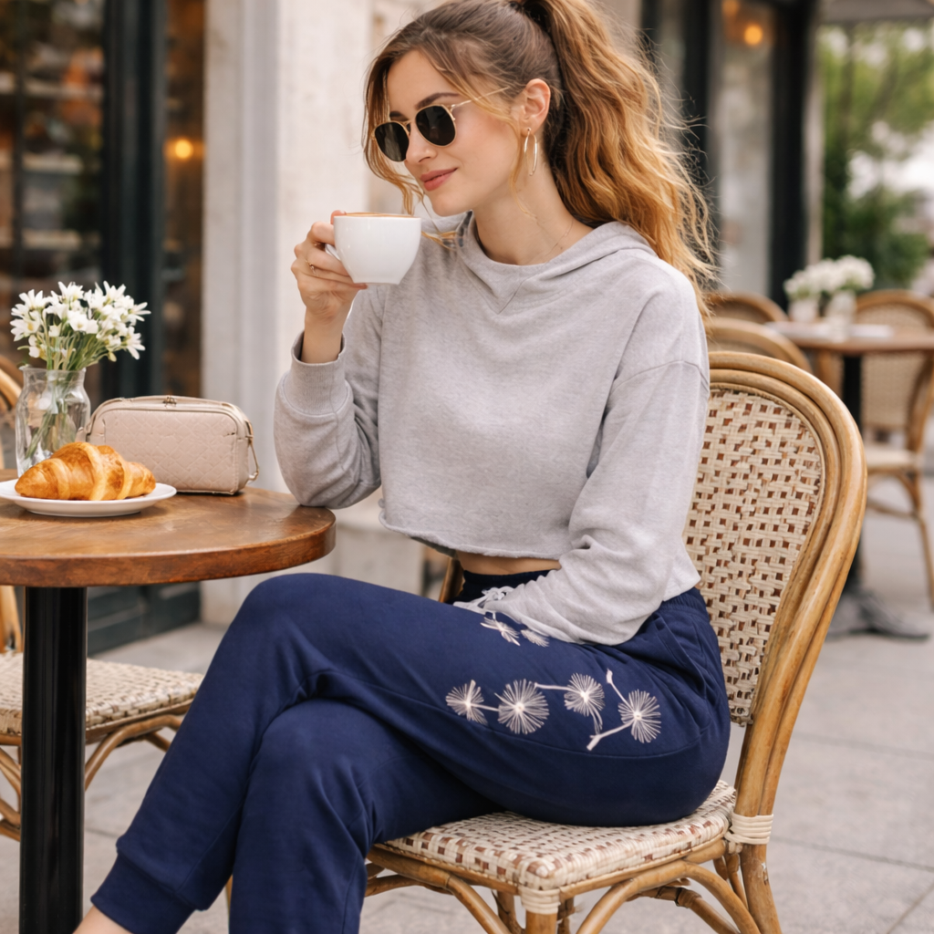 Sweathose Damen Premium Slim Fit Sweatpants Baumwolle Stretch