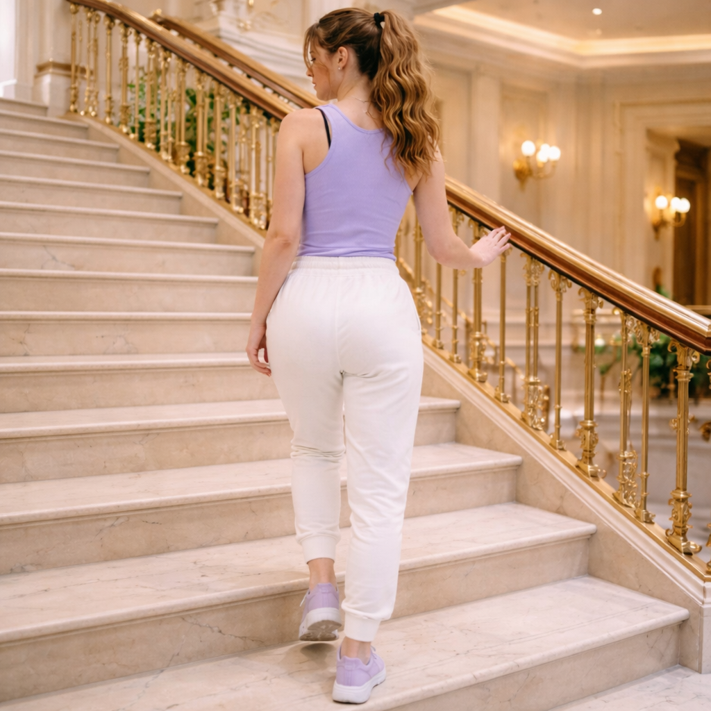 Sweathose Damen Premium Slim Fit Sweatpants Baumwolle Stretch