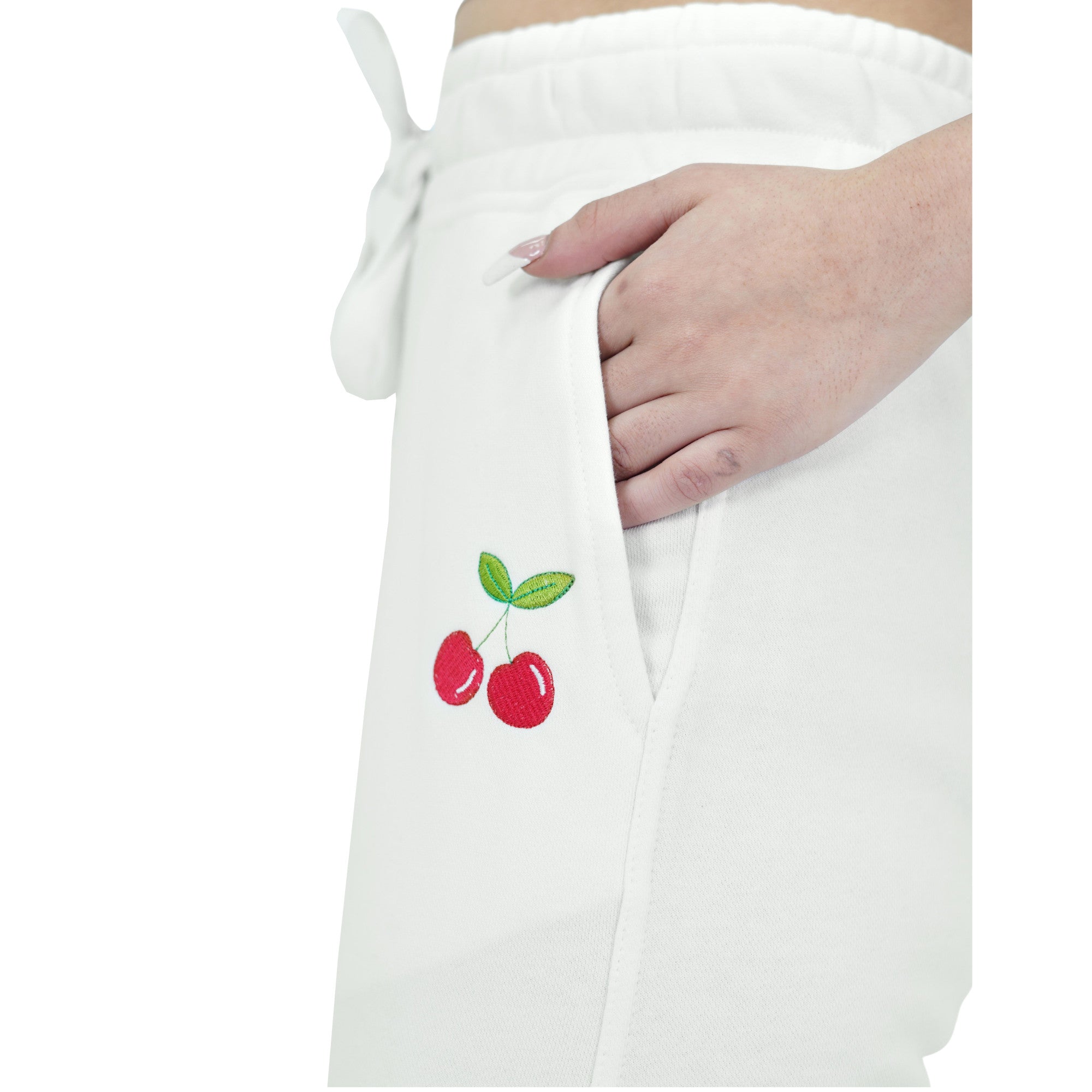 Damen Jogginghose Weiß mit Stickerei aus Baumwolle Slim Fit