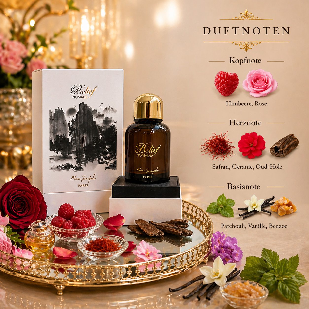 Eau de Parfum Belief Nomade Herrenduft Orientalisc Holzig Blumig aus Paris 100 ml
