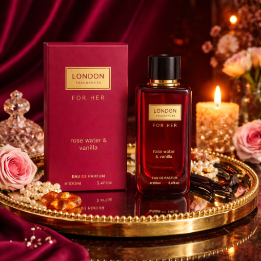 Eau de Parfum London Fragrances For Her Rosewater & Vanilla Made in England 100 ml