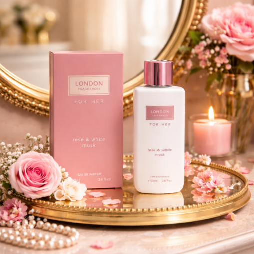 Eau de Parfum London Fragrances For Her Rose & White Musk Made in England 100 ml