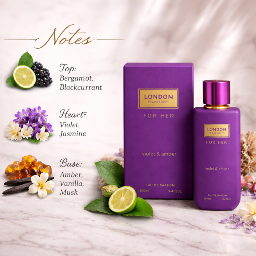 Eau de Parfum London Fragrances For Her Violet & Amber Made in England 100 ml
