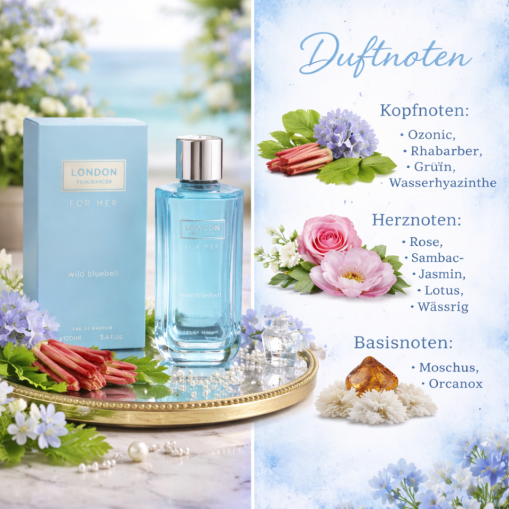 Eau de Parfum London Fragrances For Her Wild Bluebell Made in England 100 ml