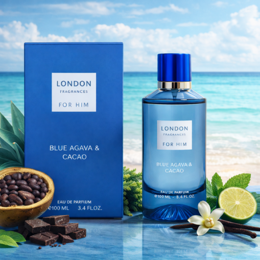 Eau de Parfum London Fragrances For Him Blue Agave Cacao Made in England 100 ml