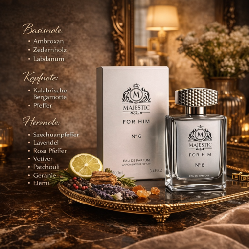 Eau de Parfum Majestic For Him No.6 Men's Fragrance Made in England 100 ml