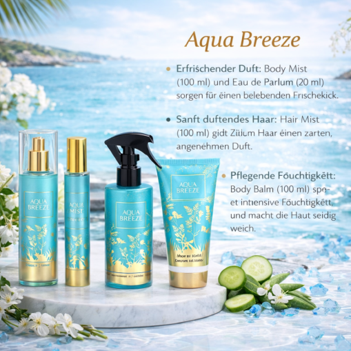 Care Gift Set Aqua Breeze Ladies Fragrance Set 4-Piece Ins from well-known fragrances Made in UK