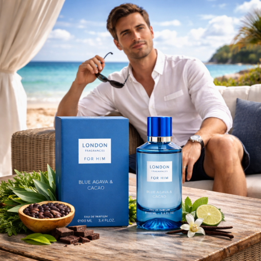 Eau de Parfum London Fragrances For Him Blue Agave Cacao Made in England 100 ml